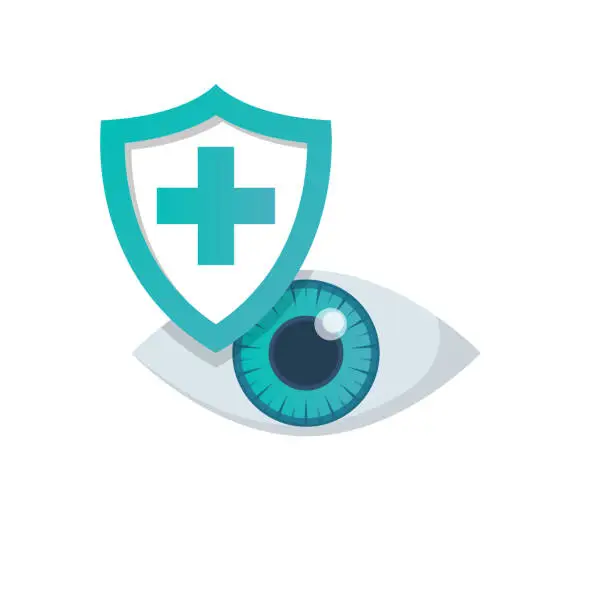 Vector illustration of Eye safety. Eye protection icon. Preservation of vision. Vector flat.