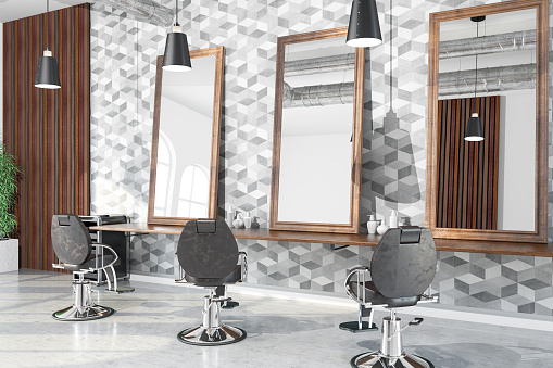 Modern Hair Salon Barber Shop. 3D Render