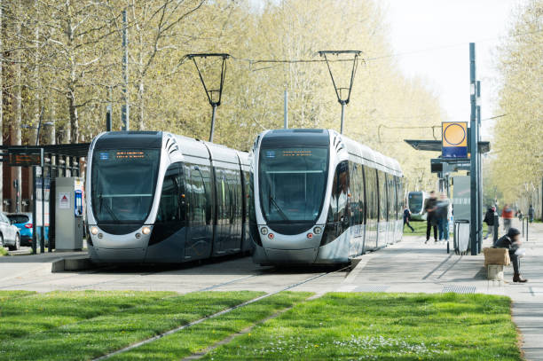 istock Modern trams in a city 2147514560
