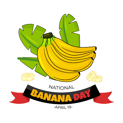 National Banana Day Badge. Suitable For National Banana Day Celebration, Poster, Social Media Or Background. Illustration Vector With Doodle Style