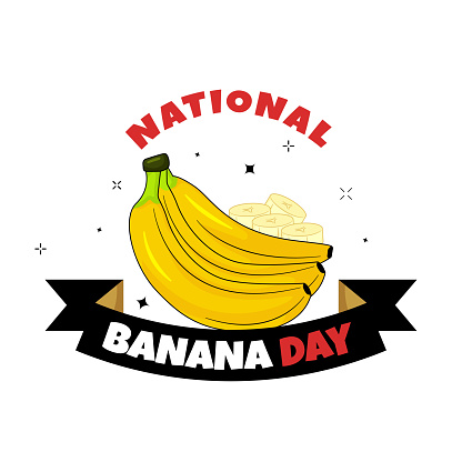 National Banana Day Badge. Suitable For National Banana Day Celebration, Poster, Social Media Or Background. Illustration Vector With Doodle Style