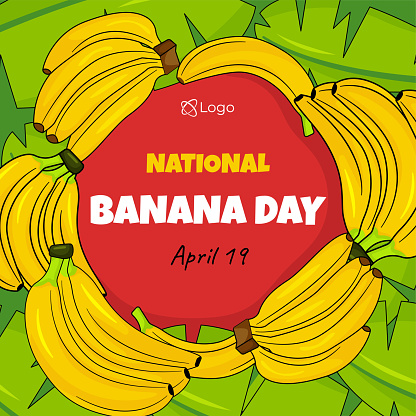National Banana Day Illustration. Suitable For National Banana Day Celebration, Poster, Social Media Or Background. Illustration Vector With Doodle Style