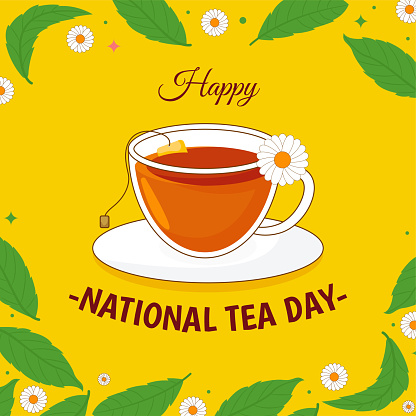 National Tea Day Illustration. Suitable For National Tea Day Celebration, Poster, Social Media Or Background. Illustration Vector With Doodle Style