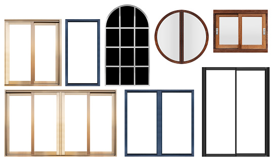 Collection set mockup window isolated on white background with clipping path