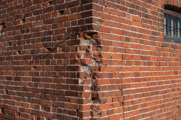 Texture of ancient brick wall of antique building as background.