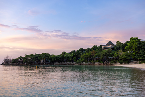 Beautiful beach in sunset at Ko Phangan Island, Thailand.