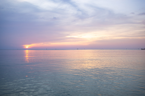Beautiful horizon over the sea in sunset at Ko Phangan Island, Thailand.