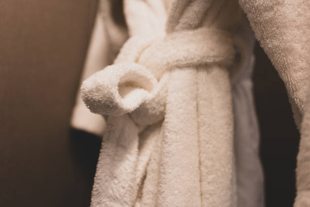 Soft terry cloth spa bathrobe on the hanger