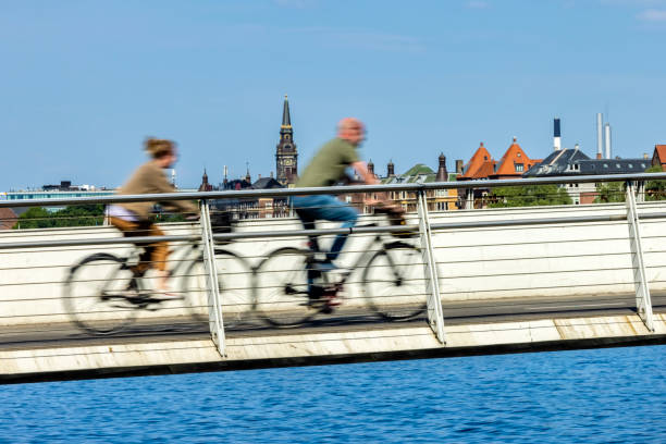 Cyclists on a bridge in Copenhagen