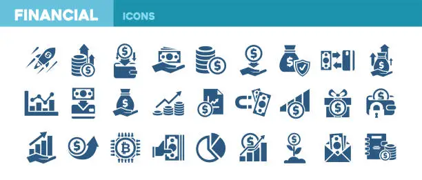 Vector illustration of Vector illustration set of financial, business icons