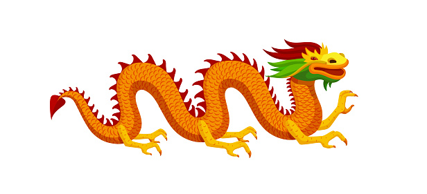 Chinese dragon. Vector illustration. Dynamic vector illustration depicting a majestic Chinese dragon, symbolizing power, prosperity, and good fortune. Intricately designed with vibrant colors and traditional motifs, this artwork captures the mythical essence and cultural significance of the revered creature in Chinese folklore.