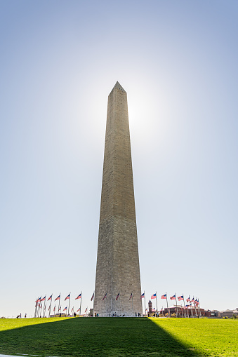 Washington Monument in sunny day in Washington, DC, capital city of the USA.