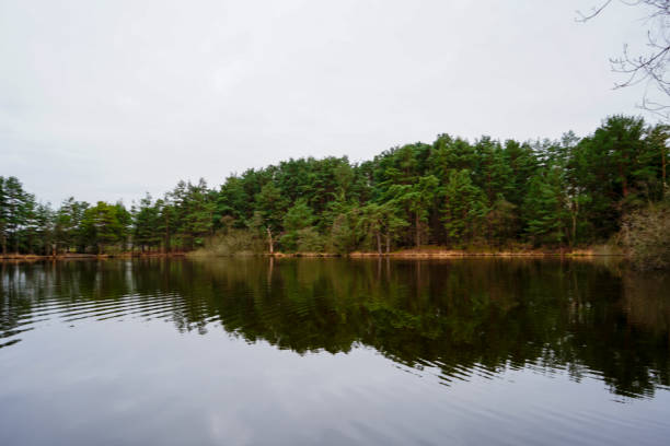 Misty morning at Hopewell Lake, French Creek State Park, Pennsylvania, USA