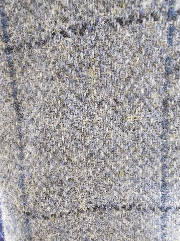Blue grey harris tweed wool fabric