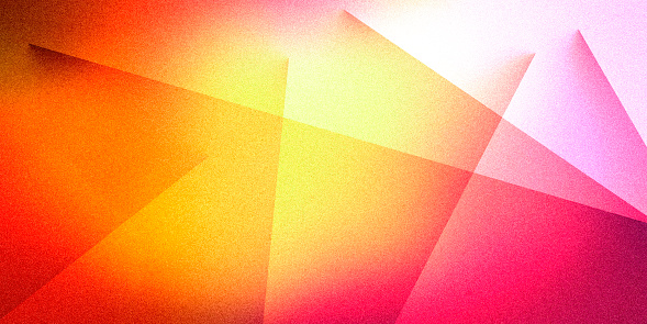 Eye-catching multicolored red yellow pink orange geometric composition on grainy ultra wide pixel purple neon gradient. Ideal for design, banners, and wallpapers. Vintage style