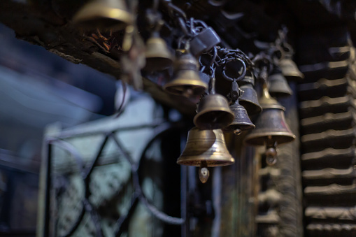 Bells above a door in Nepal