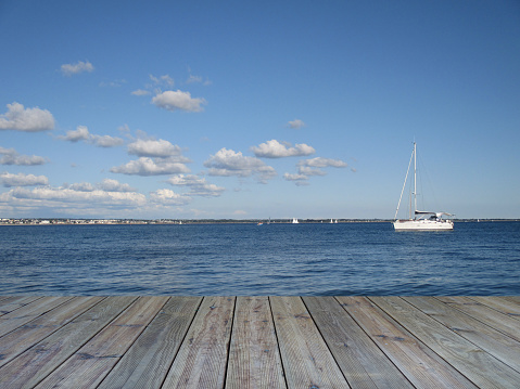 Boating in Bretagne  France  Wooden plank dock