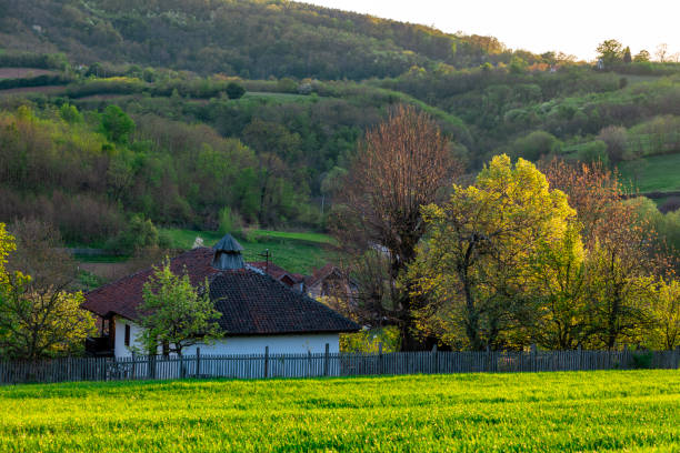 Beautiful countryside landscape at dusk