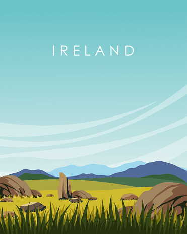 Vector illustration. Ireland. Poster, banner, postcard design. Modern style. Tourism, travel.
