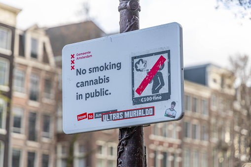 Amsterdam, the Netherlands. 16 March 2024. Amsterdam has banned smoking cannabis in public and is imposing fines to get rid of party tourists. \