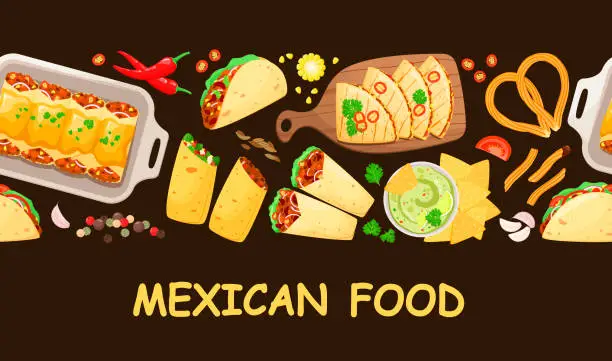 Vector illustration of Mexican food