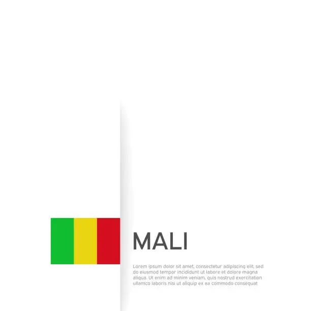 Vector illustration of Mali flag background. State patriotic mali banner, cover. Document template, flag on white background. National poster. Business booklet. Vector illustration, simple design