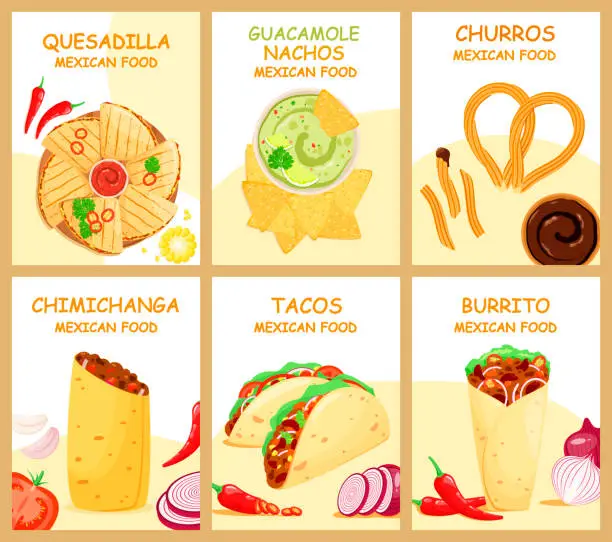 Vector illustration of A set of posters with food