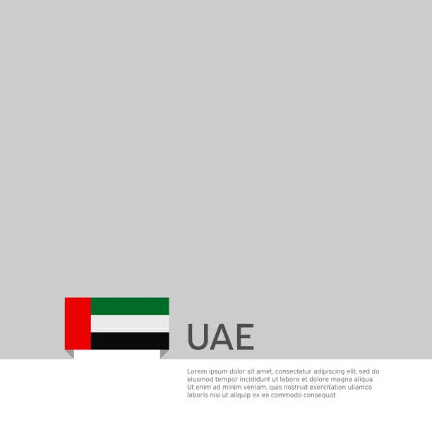 Vector illustration of United arab emirates flag background. State patriotic uae banner, cover. Document template with uae flag on white background. National poster. Business booklet. Vector illustration, simple design