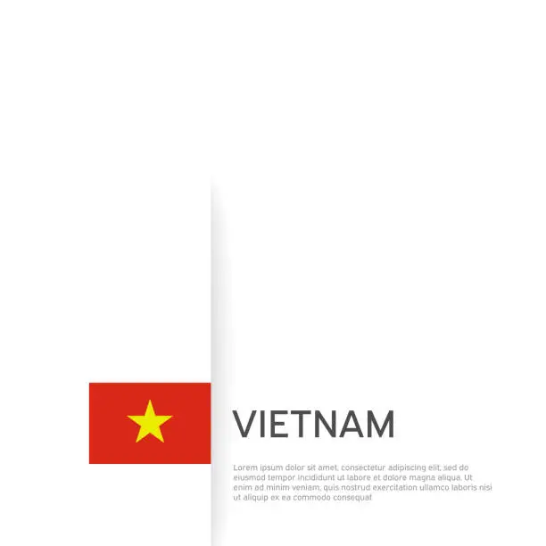 Vector illustration of Vietnam flag background. State patriotic vietnamese banner, cover. Document template with vietnam flag on white background. National poster. Business booklet. Vector illustration, simple design