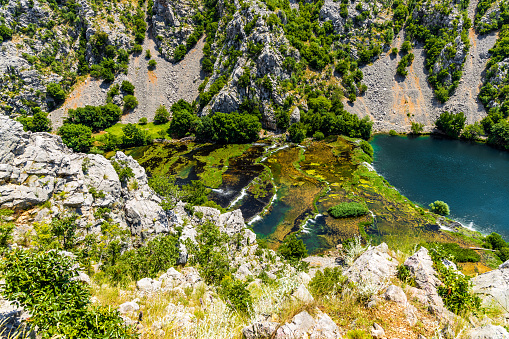 Cascades on the river Krupa in the canyon, Dalmatia, Croatia