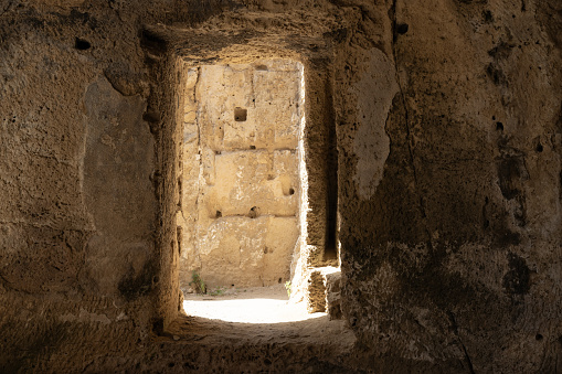 Ancient Cave Entrance in Paphos at Paphos Archaeological Park.