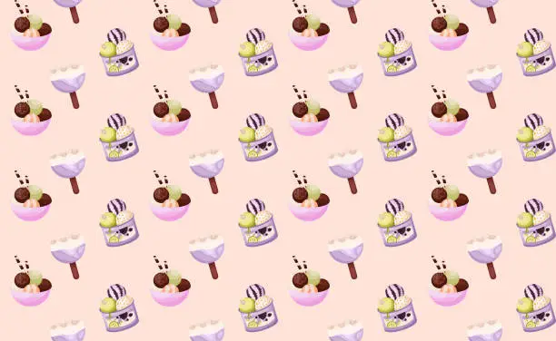 Vector illustration of Sweet Ice Cream Bowls Pattern