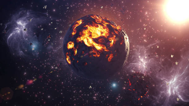 istock Bombarded Dying Planet in the galaxy with asteroids 2147547964