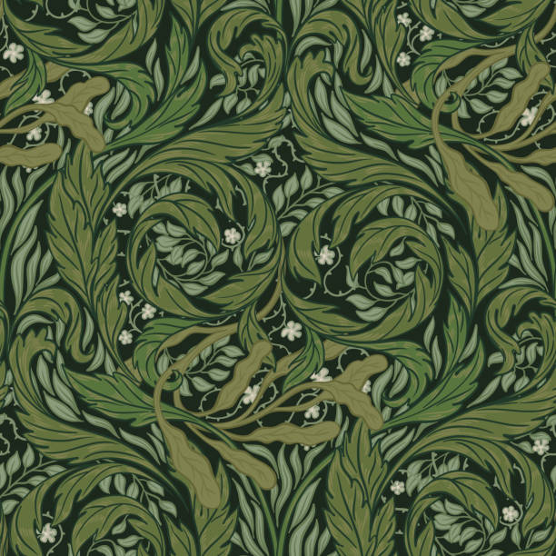 Floral vintage seamless pattern for retro wallpapers. Enchanted Vintage Flowers.  Arts and Crafts movement inspired. Design for wrapping paper, wallpaper, fabrics and fashion clothes.
