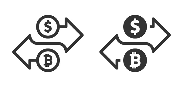 Bitcoin dollar swap icon. Vector illustration