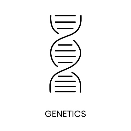 Dna helix symbolizing genetics line icon in vector with editable stroke.