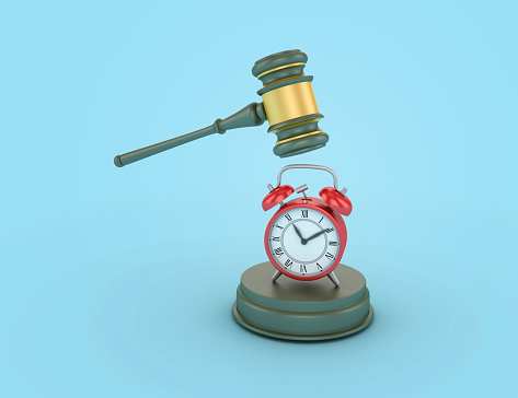 Legal Gavel with Clock - Colored Background - 3D Rendering