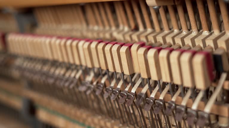 Details of an old antique piano inside