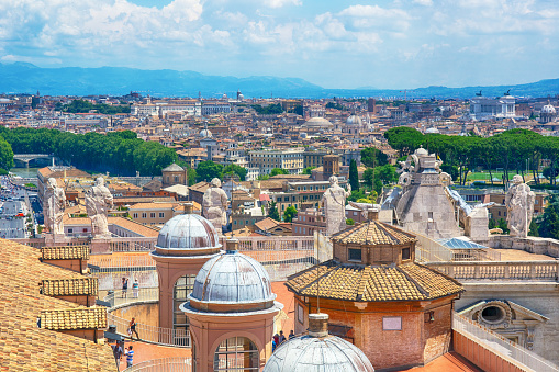 Aerial view of Rome at sunny day, Italy