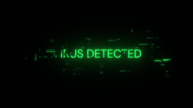 Virus detected text with screen effects of technological glitches. Looped