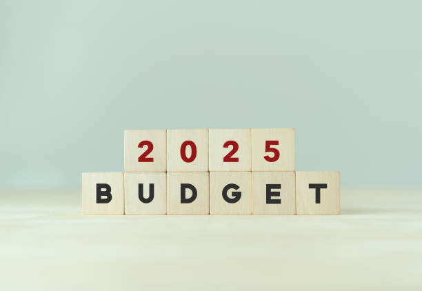 istock 2025 Budget planning and allocation concept. Wooden cube with 