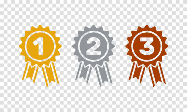1. 2. 3. miejsce nagrody, zestaw wektorów płaskich brył - sukces stock illustrations