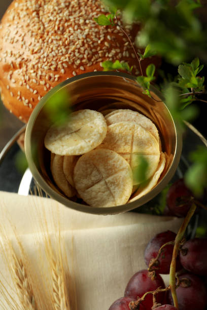Concept or composition of Eucharist, close up