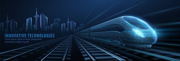istock Fast express passenger train on high speed intercity railway moving from city. 2147562890
