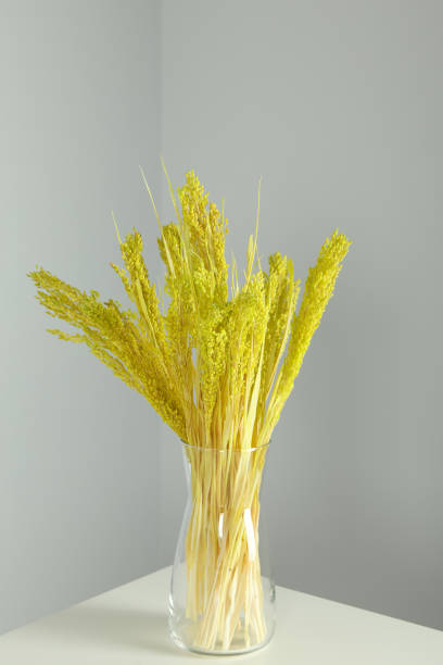 istock Hygge concept, dried flowers in vase on table 2147563019