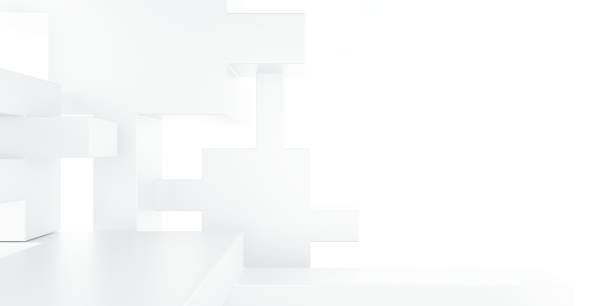 3d rendering of white abstract architecture modern background. Scene for advertising, technology, showcase, showroom, Hi Tech, banner, cosmetic, fashion, business. Sci-Fi Illustration. Product display