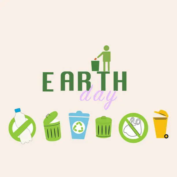 Vector illustration of Earth Day.  Save the Planet. Ecology and environmental protection icons, eco illustration