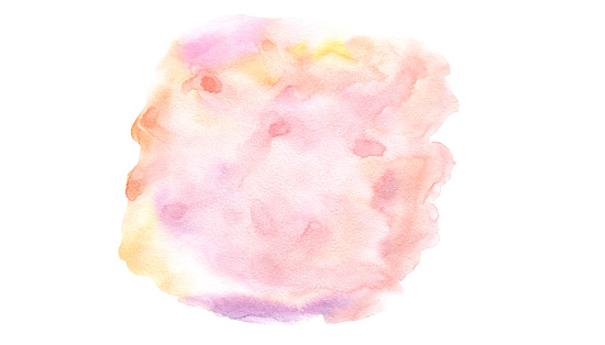 Abstract pink watercolor. Hand drawn illustration. Color splashing in the paper. Pastel spring texture. Strokes of paint. Brushed painted background.