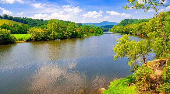 Beautiful landscape of the Buffalo National river area in Arkansas, colored by autumn