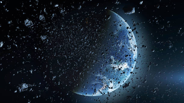 istock Planet Earth with many asteroid rocks 2147566263